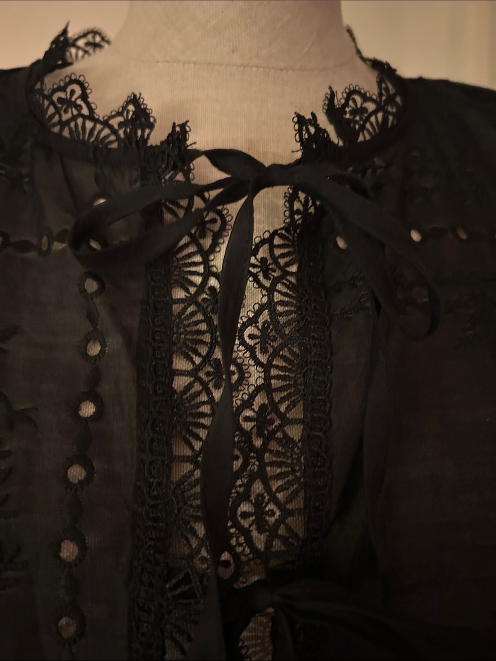 Calypso St. Barth Black embroidered lace Trim tie front Peplum top. Brand new. - Picture 8 of 15